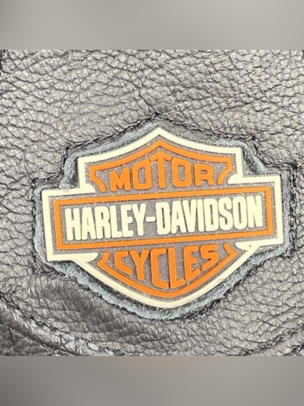 Harley-Davidson Black Leather Gloves with Orange Logo Accents - Picture 4 of 7